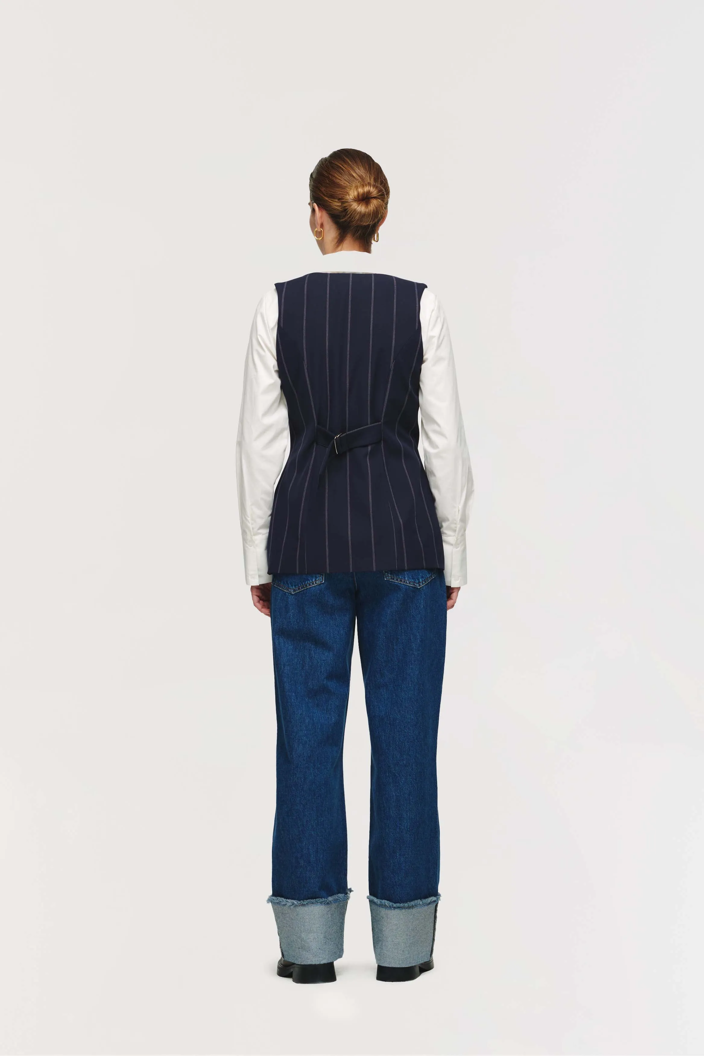 Quinn Long Pinstripe Waistcoat sold by Aligne product image thumbnail 5