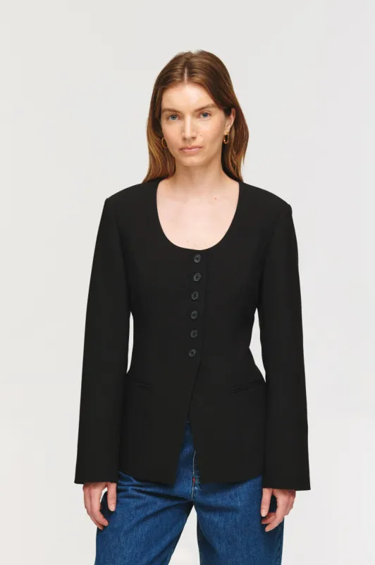 Daphne Scoop Neck Waisted Blazer sold by Aligne