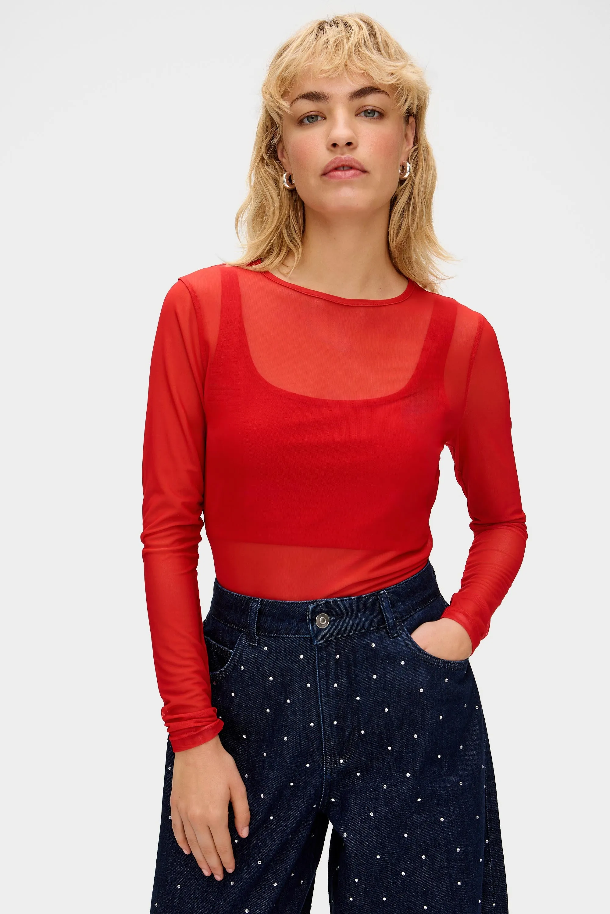 Phoenix Mesh Long Sleeve Layered Top sold by Aligne