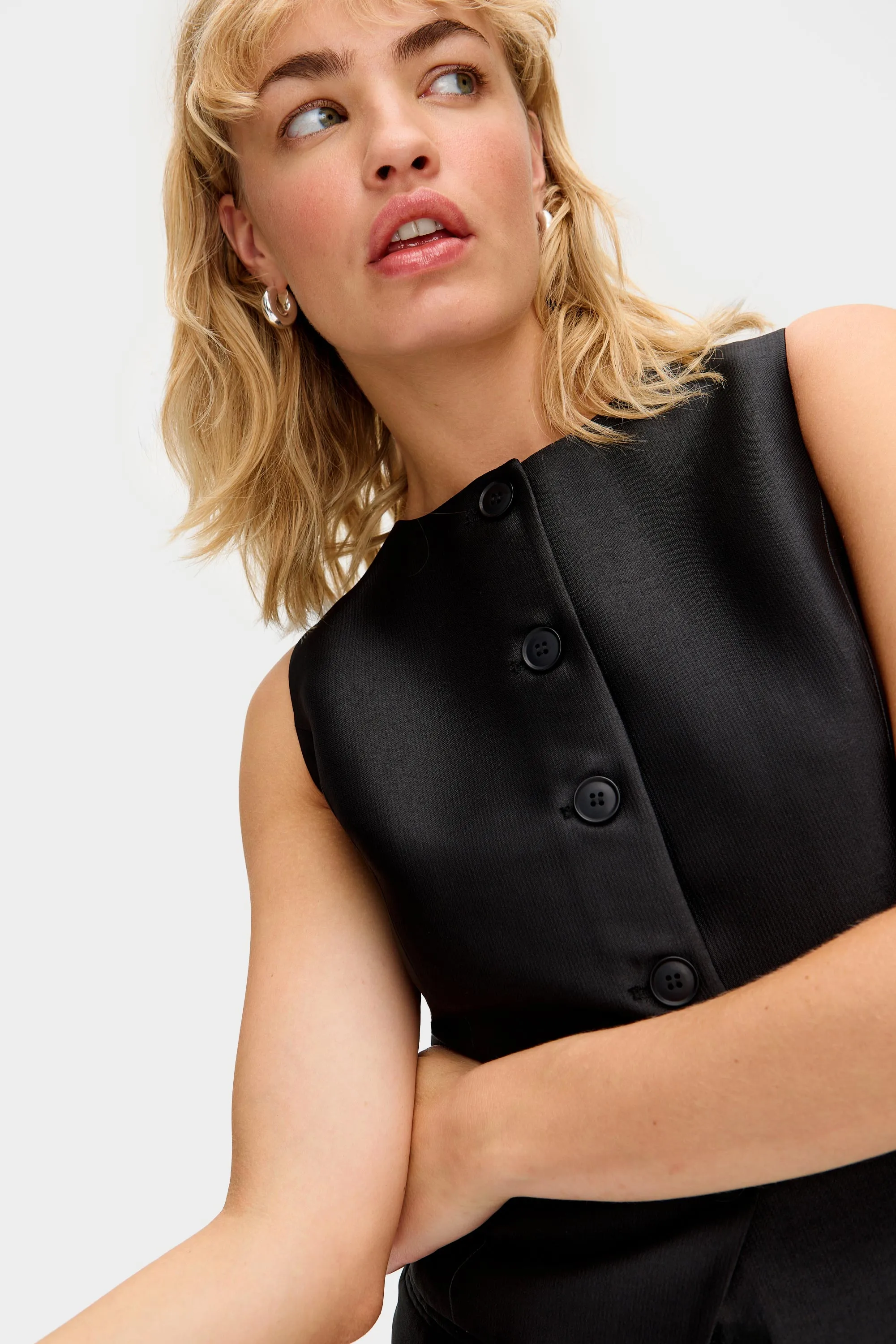 Leo Satin Long Waistcoat sold by Aligne