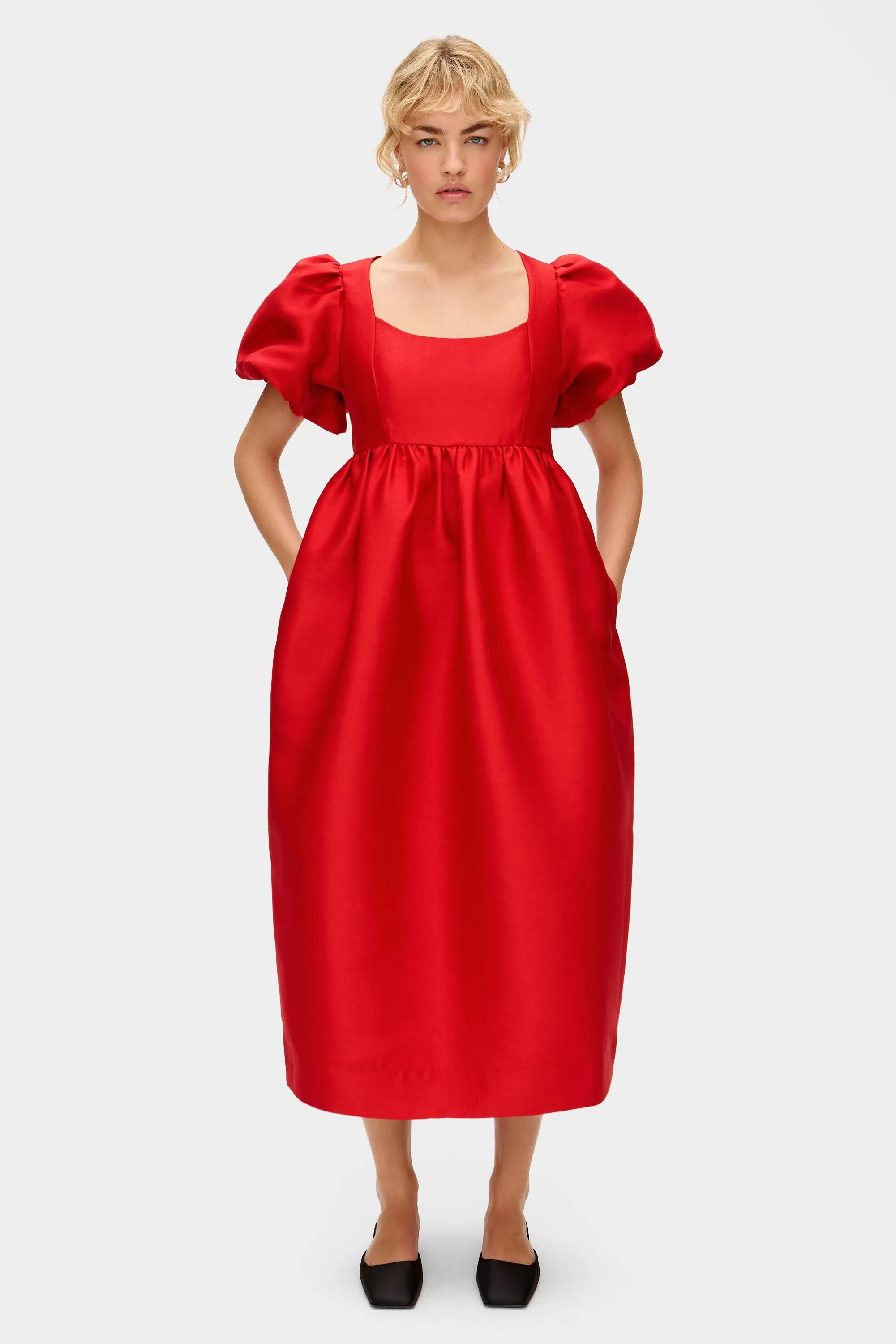 Ivy Puff Sleeve Satin Midi Dress sold by Aligne product image thumbnail 2