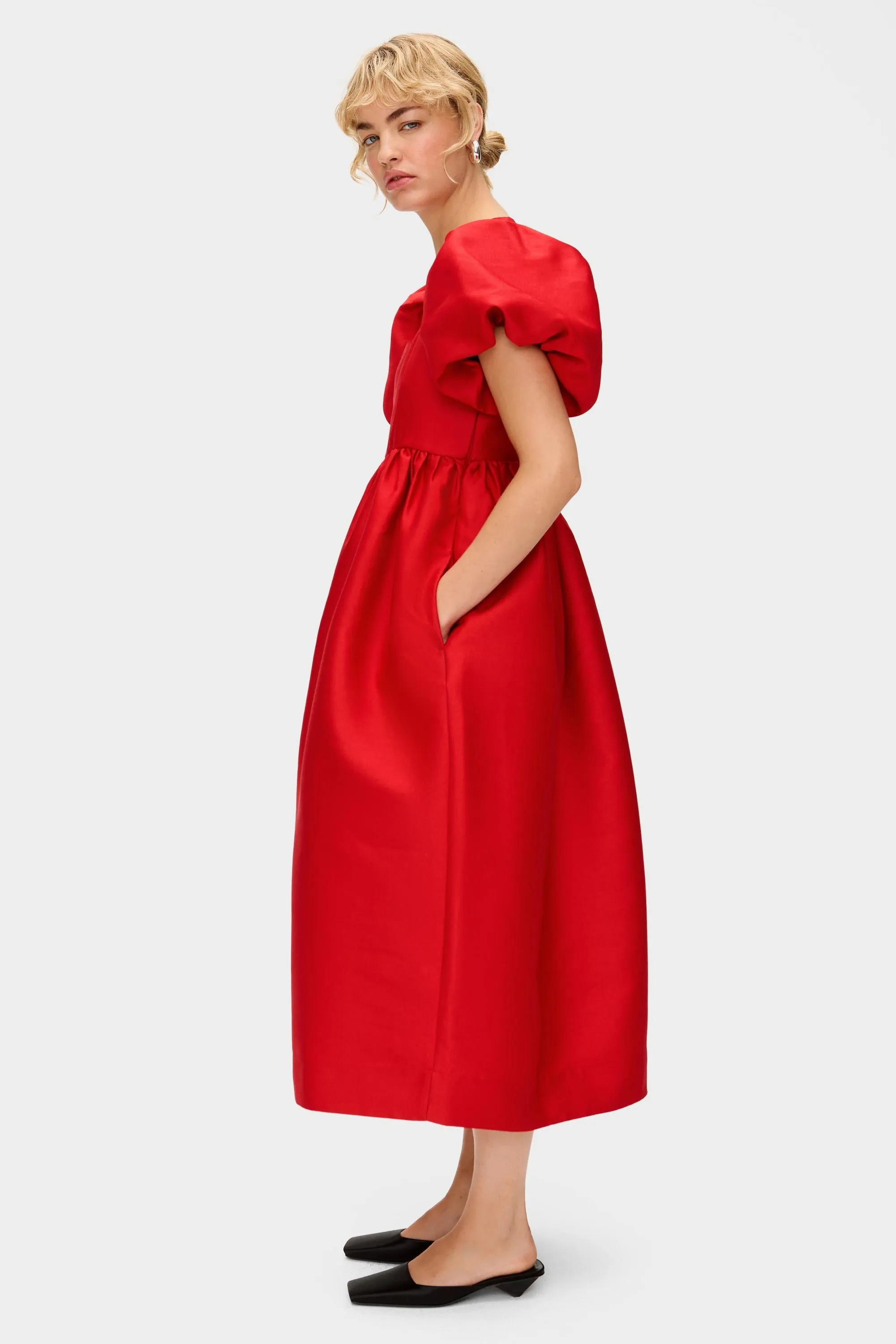 Ivy Puff Sleeve Satin Midi Dress sold by Aligne product image thumbnail 3