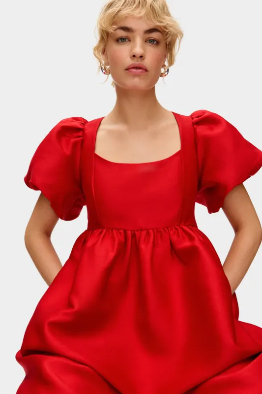 Ivy Puff Sleeve Satin Midi Dress sold by Aligne