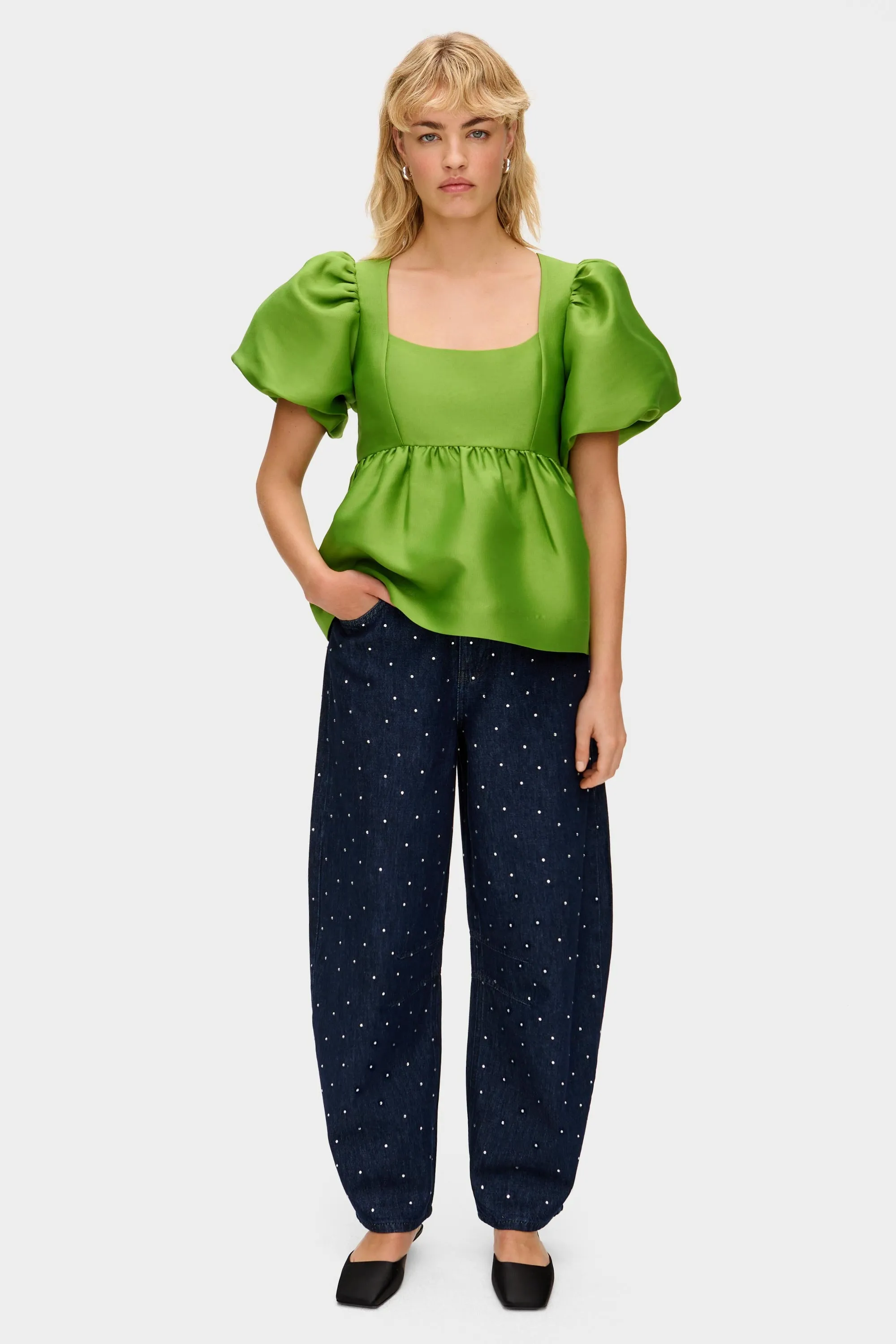 Allanah Puff Sleeve Peplum Satin Top sold by Aligne product image thumbnail 2