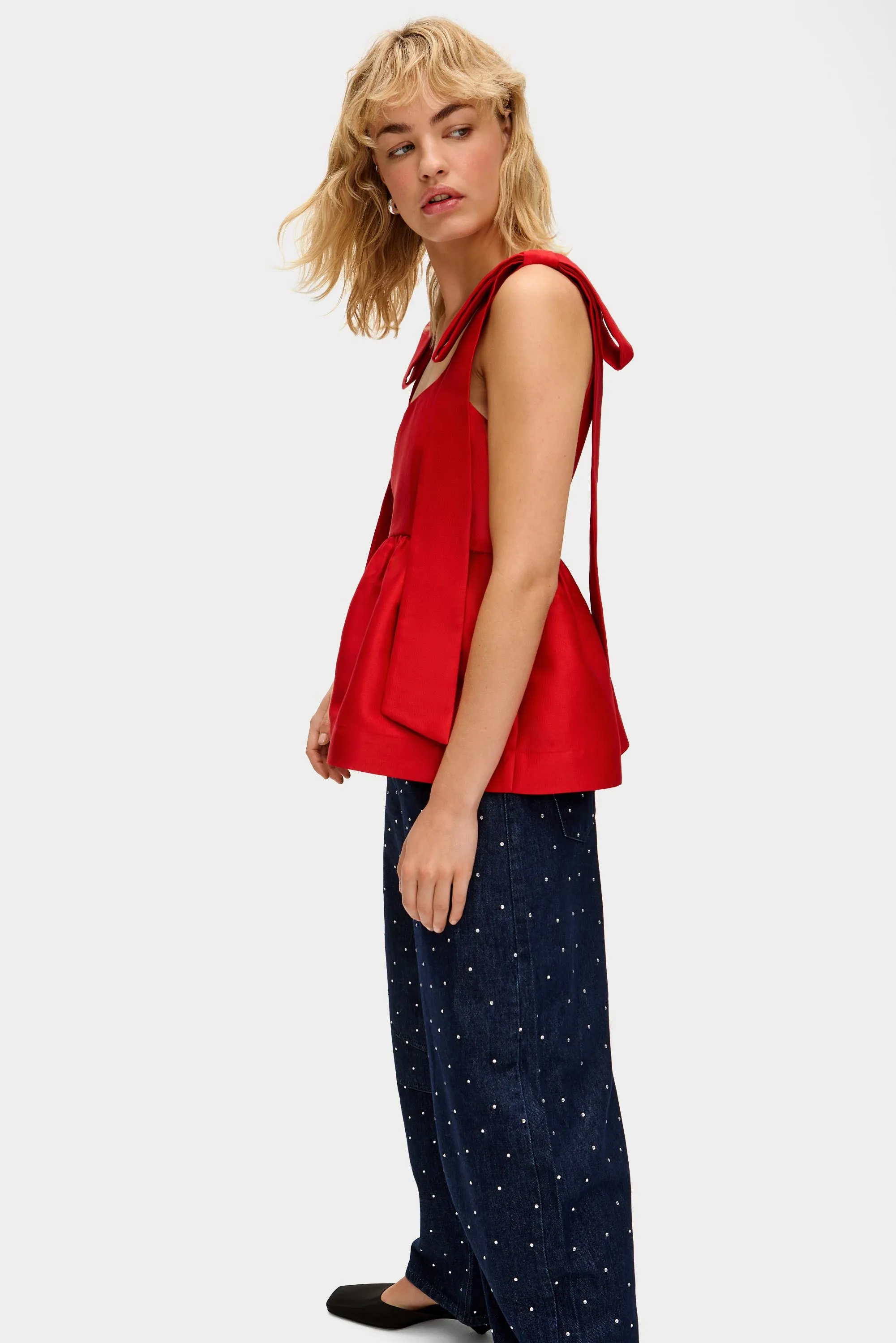 Alina Bow Peplum Satin Top sold by Aligne product image thumbnail 3