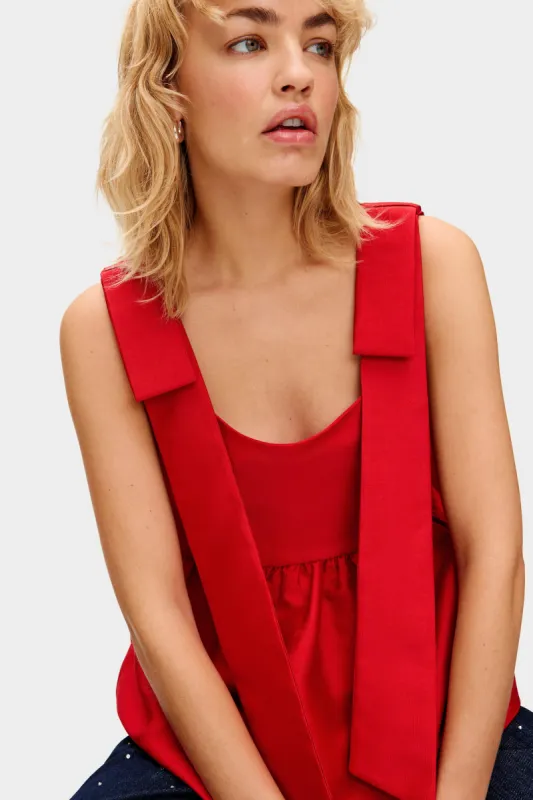 Alina Bow Peplum Satin Top made by Aligne