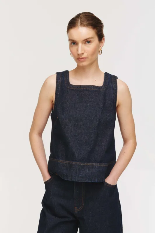 Meg Rigid Denim Top sold by Aligne