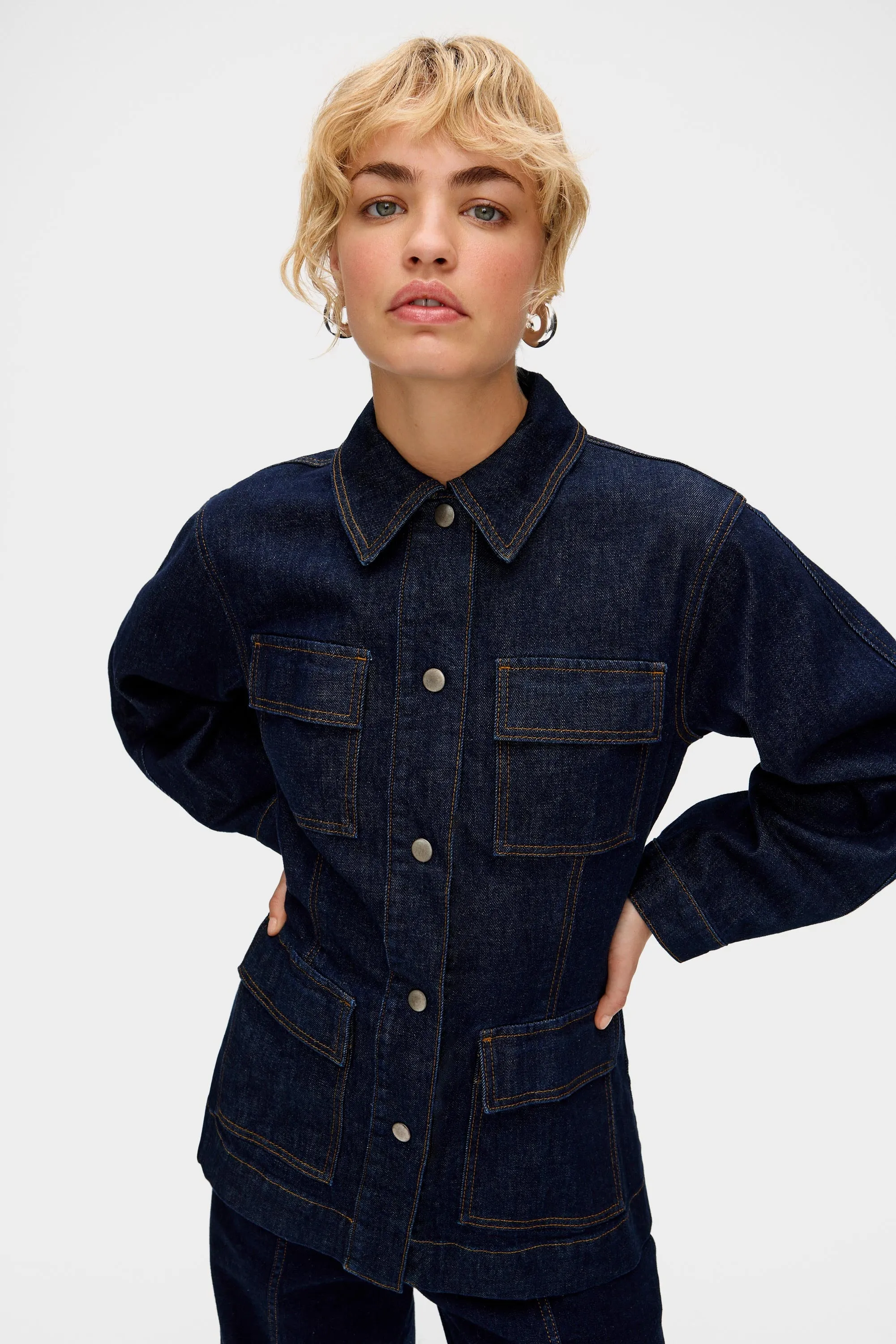 Milly Utility Denim Jacket sold by Aligne