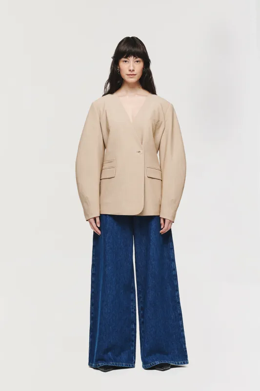 Mali Collarless Waisted Jacket sold by Aligne