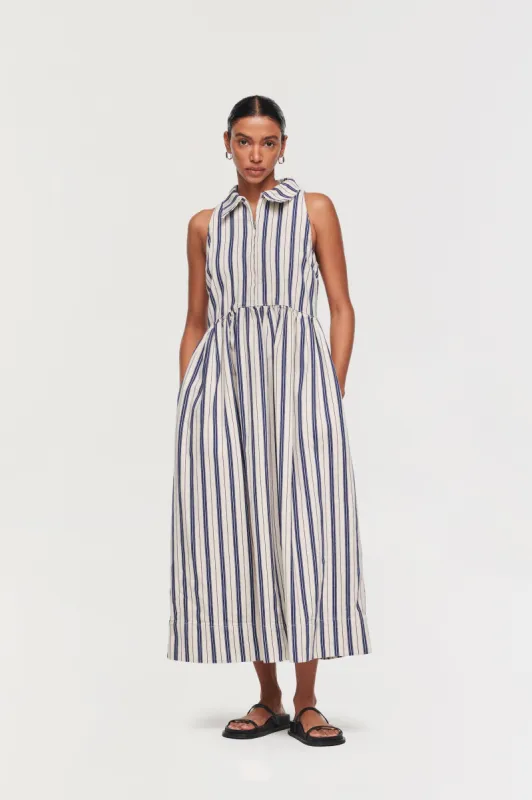 GABI SLEEVELESS DENIM HALTER DRESS sold by Aligne