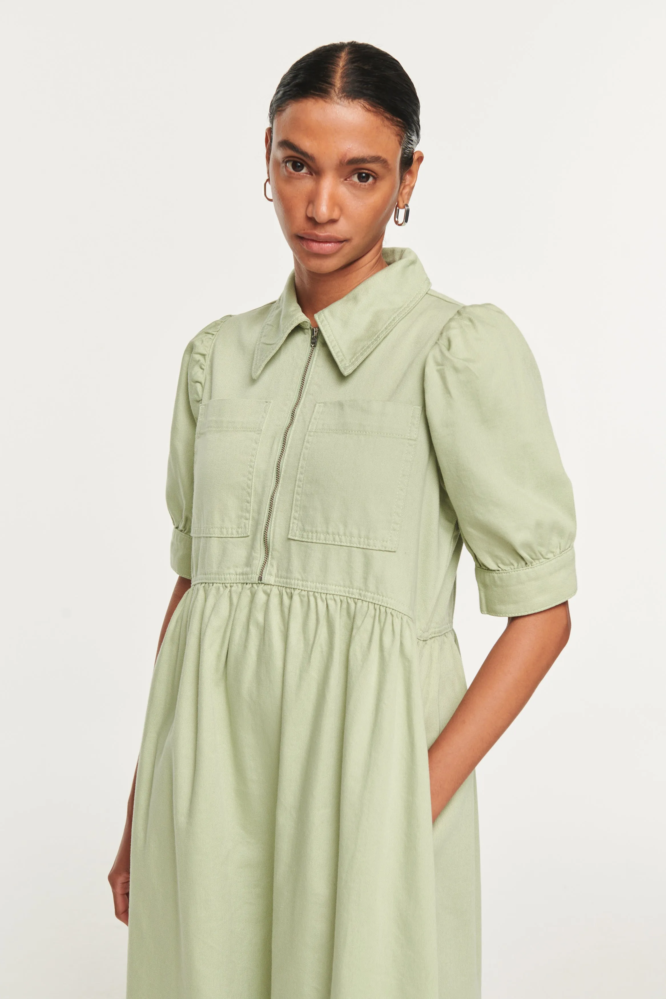 Gabriella Short Sleeve Denim Midi Dress sold by Aligne product image thumbnail 4