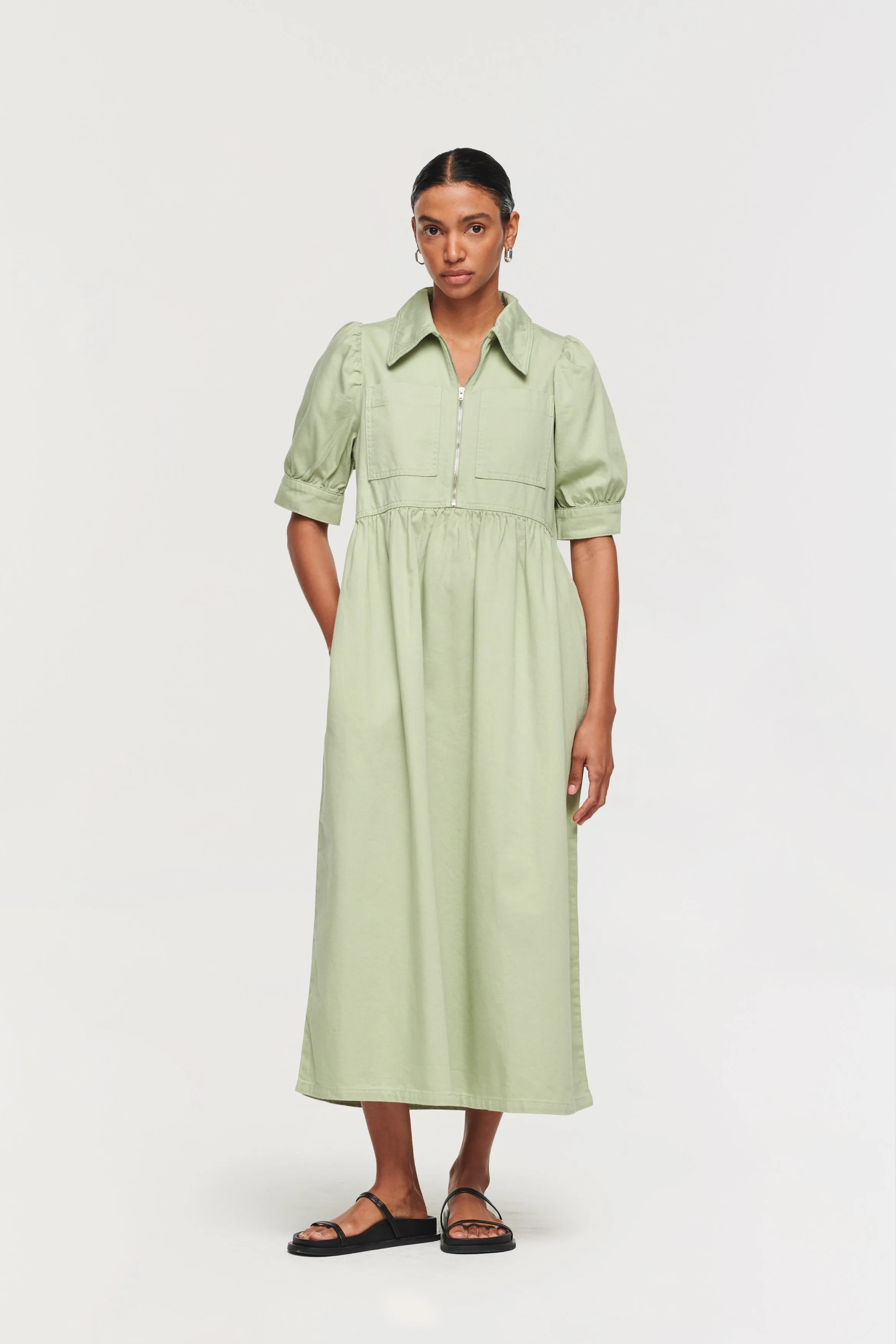Gabriella Short Sleeve Denim Midi Dress sold by Aligne product image thumbnail 2