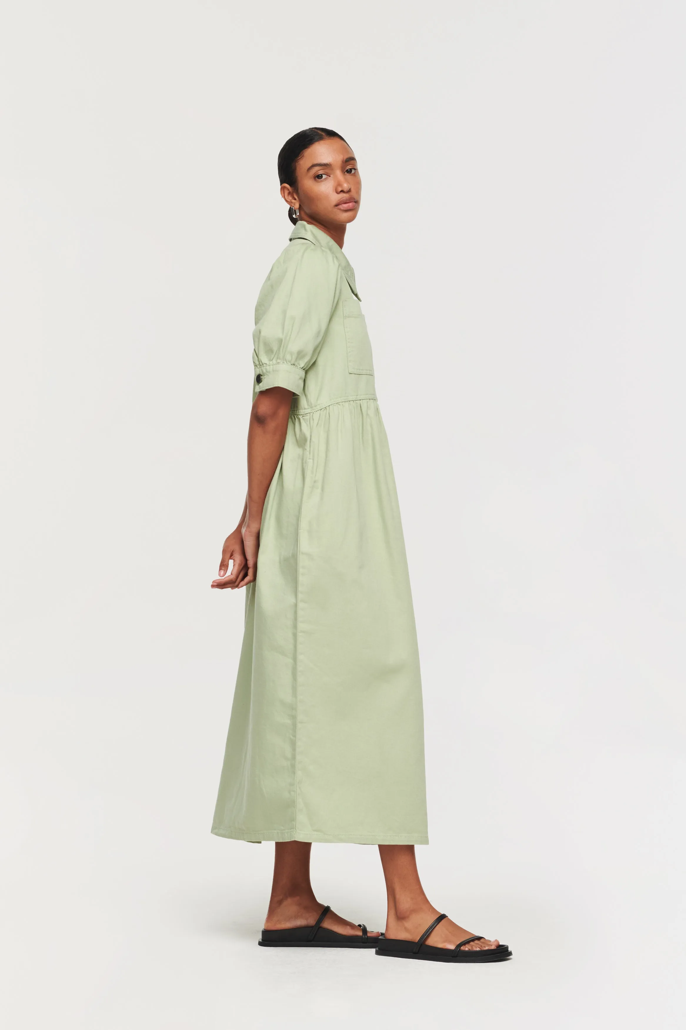 Gabriella Short Sleeve Denim Midi Dress sold by Aligne product image thumbnail 3