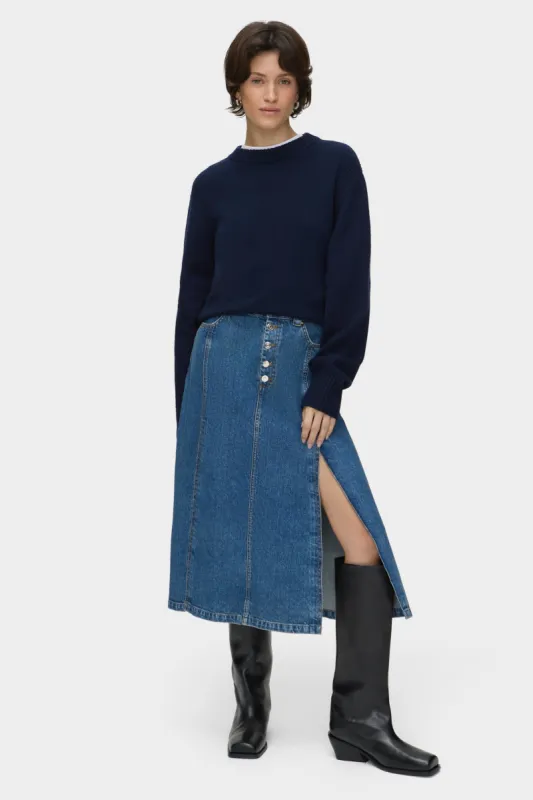 Troy Denim Midi Skirt sold by Aligne