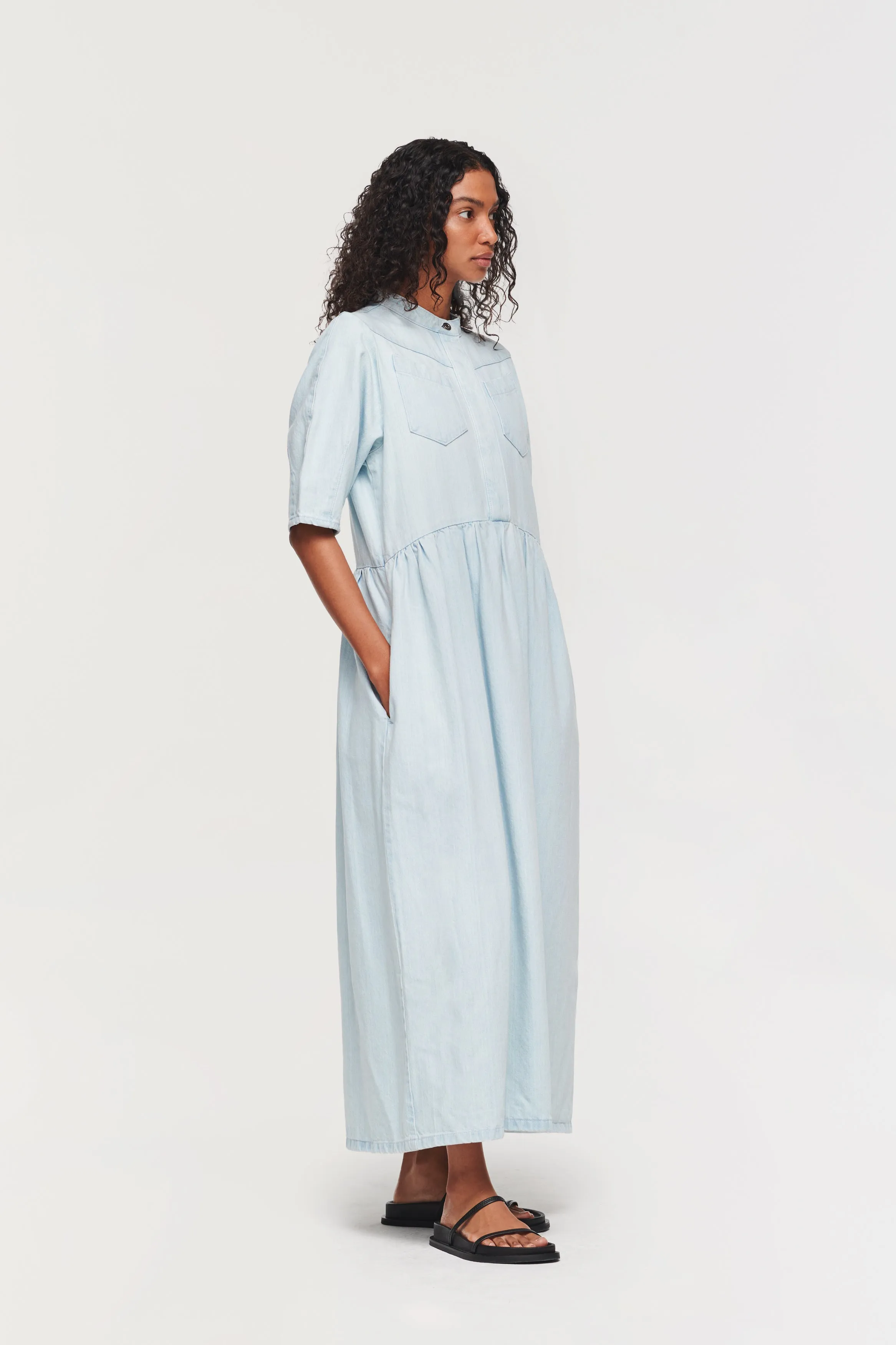 LUCKY SHORT SLEEVE MIDI DENIM DRESS sold by Aligne product image thumbnail 3