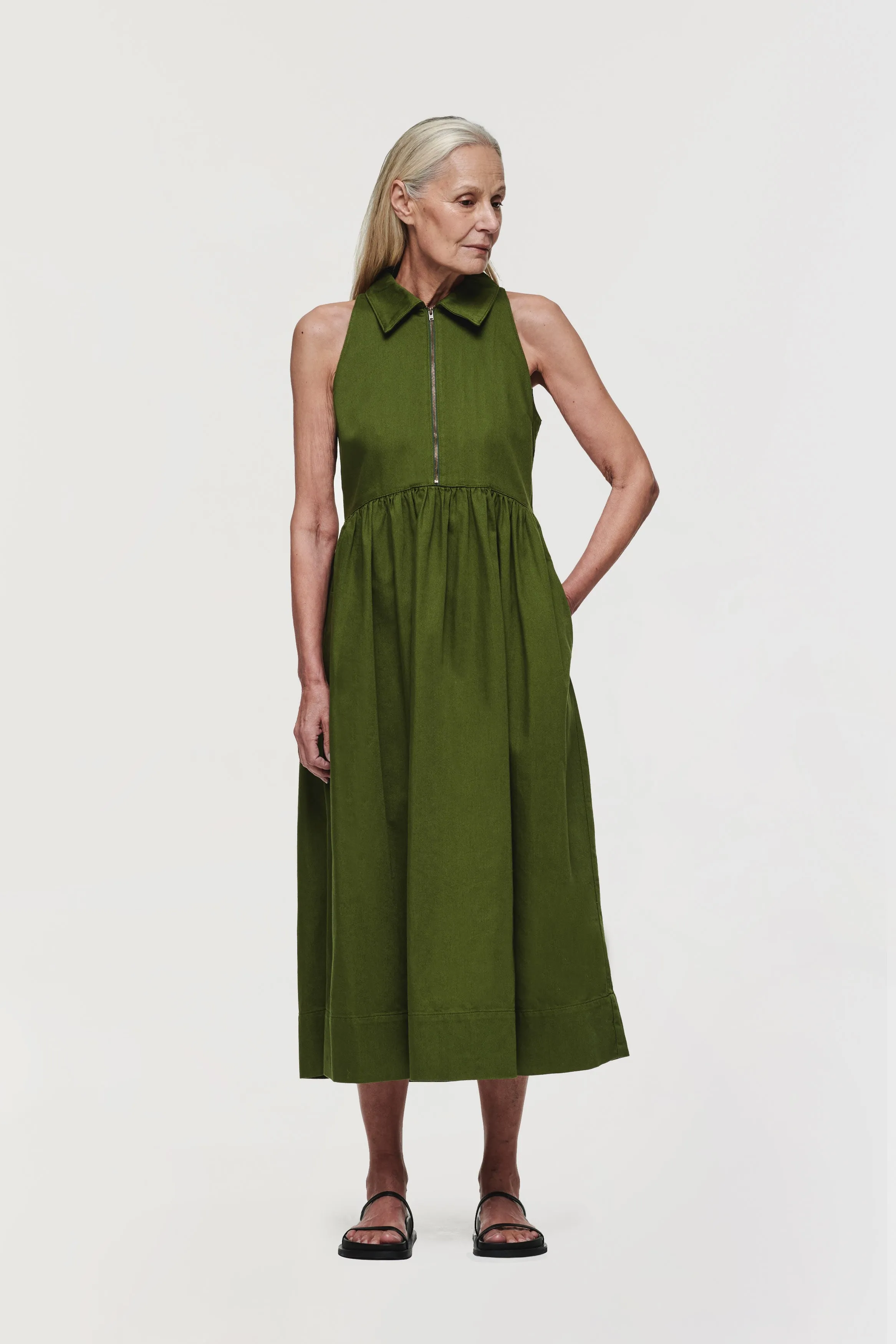 Gabi Sleeveless Denim Halter Midi Dress sold by Aligne product image thumbnail 4