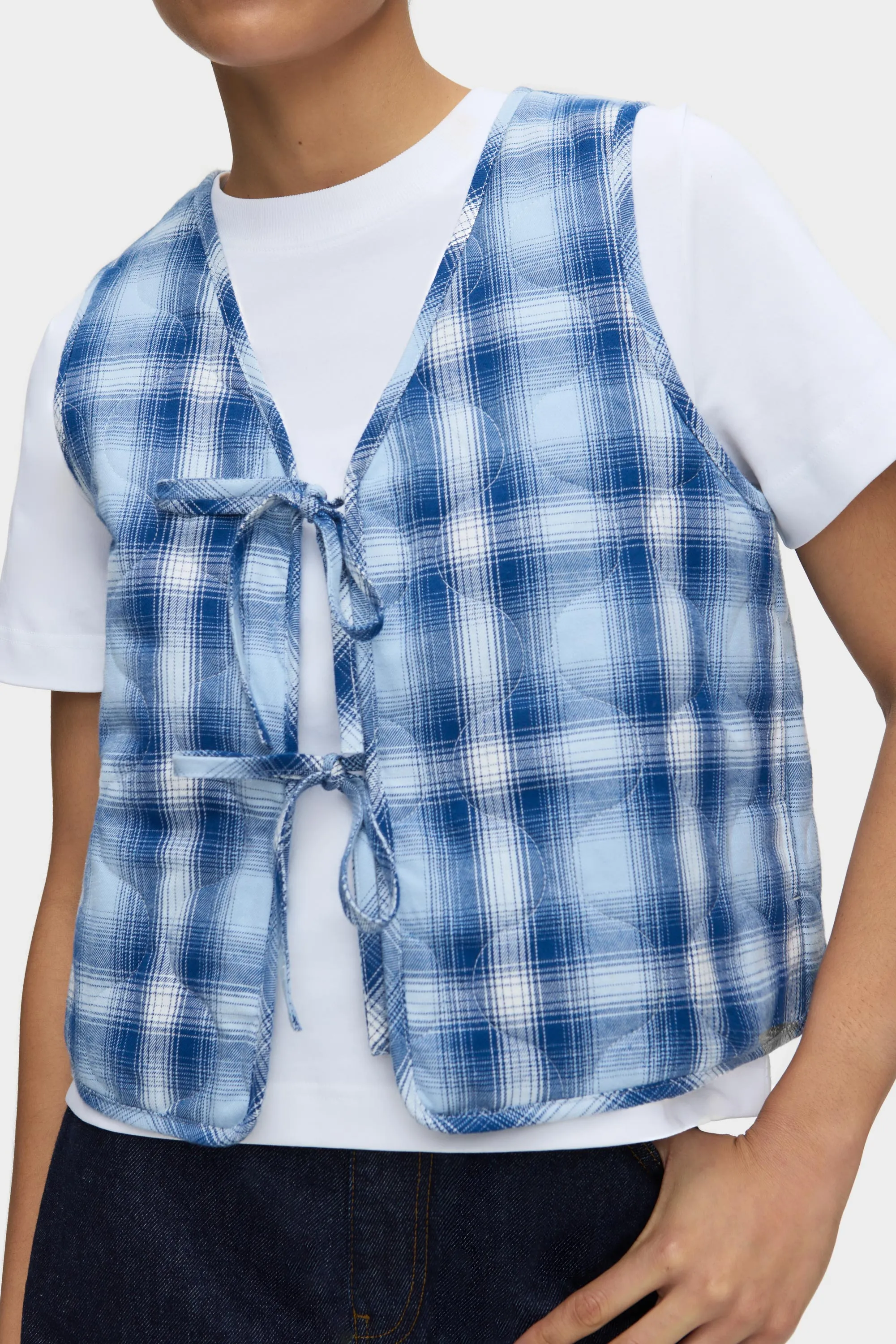 Mario Checked Tie Front Waistcoat sold by Aligne product image thumbnail 3