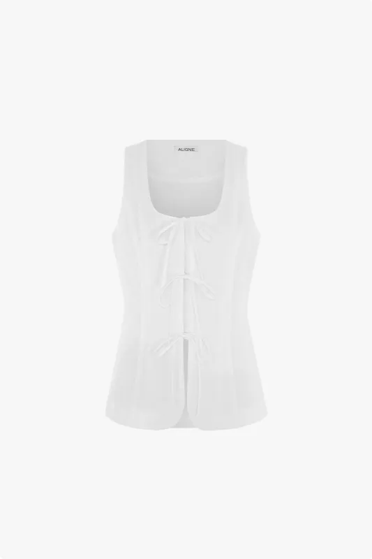 Lupin Linen Tie Waistcoat sold by Aligne