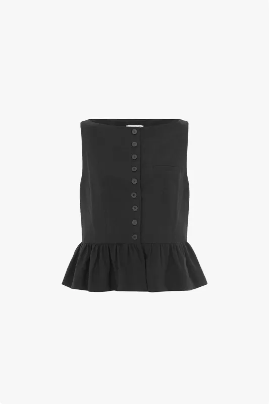 Penelope Linen Peplum Top sold by Aligne