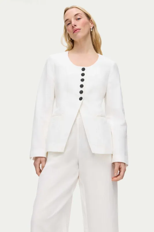 Daphne Scoop Neck Linen Blazer sold by Aligne