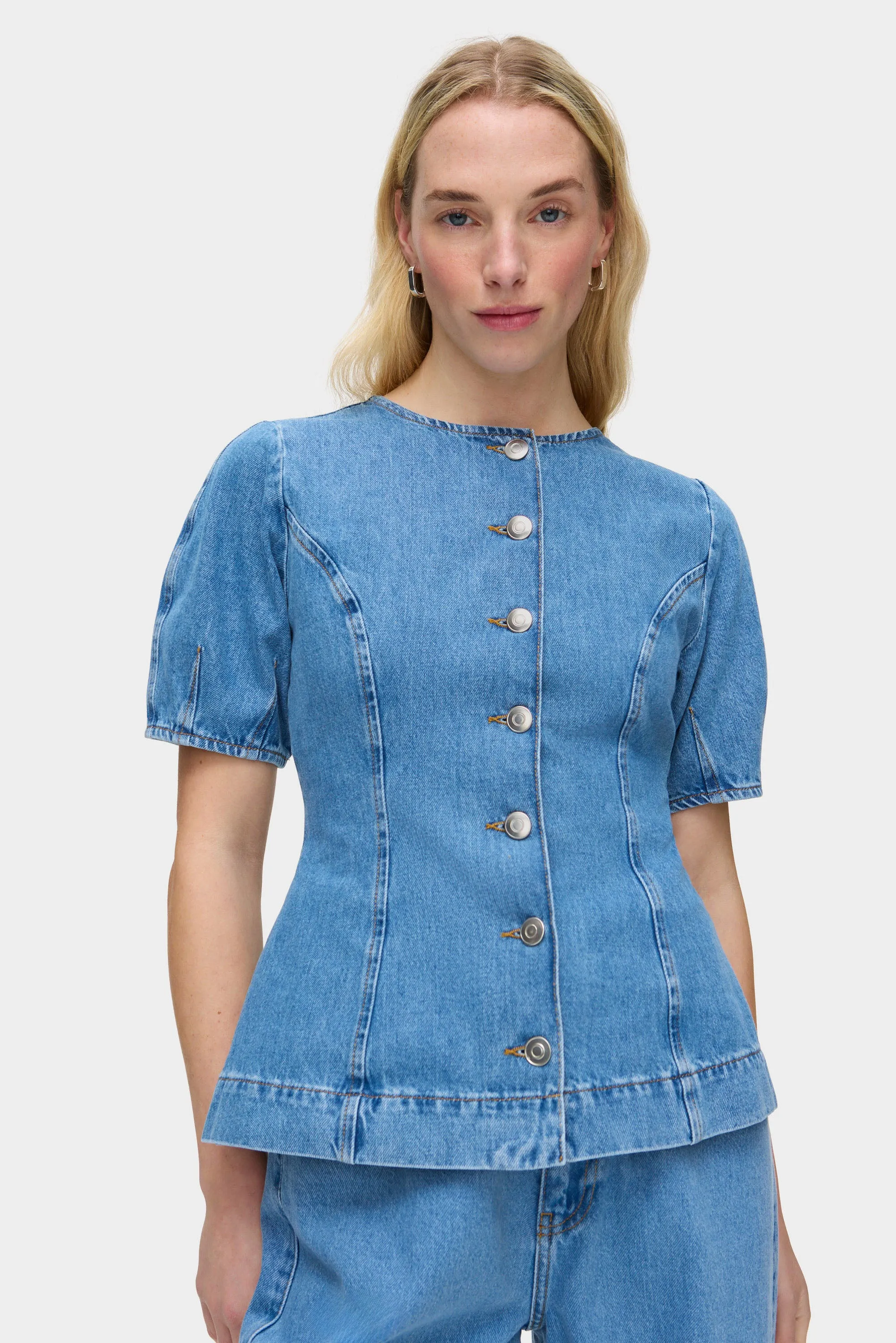 Anais Denim Waisted Shirt sold by Aligne