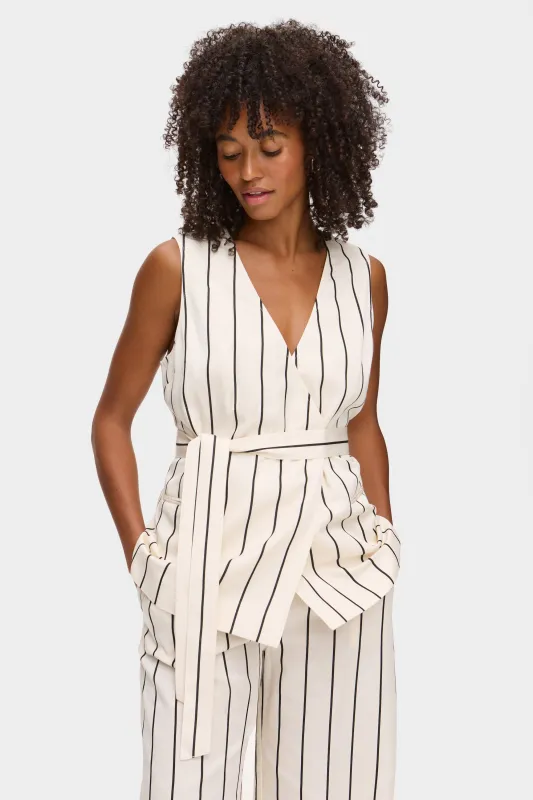 Jate Striped Wrap Waistcoat sold by Aligne