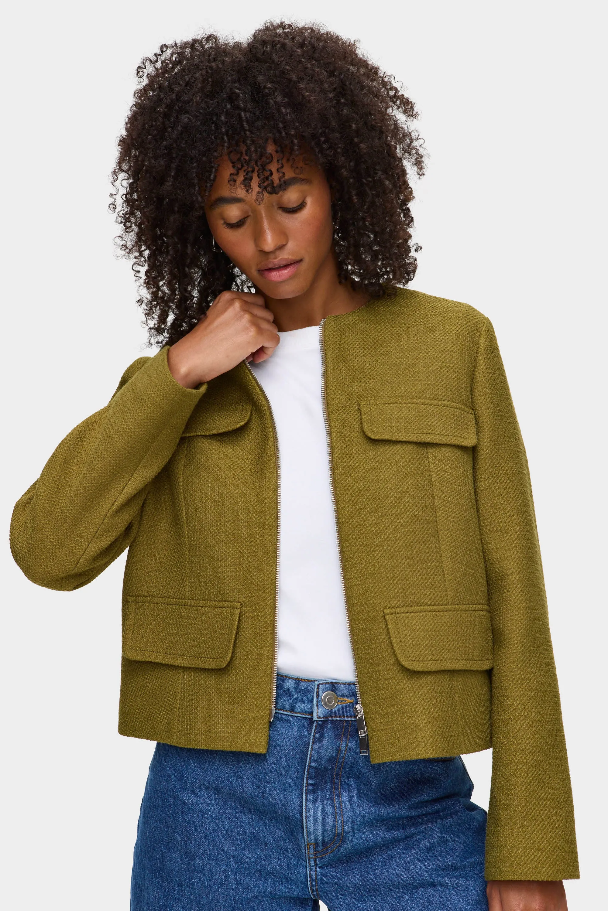 Jamala Boucle Zip Blazer sold by Aligne