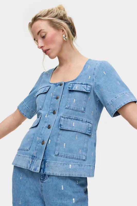Chico Diamante Denim Top sold by Aligne