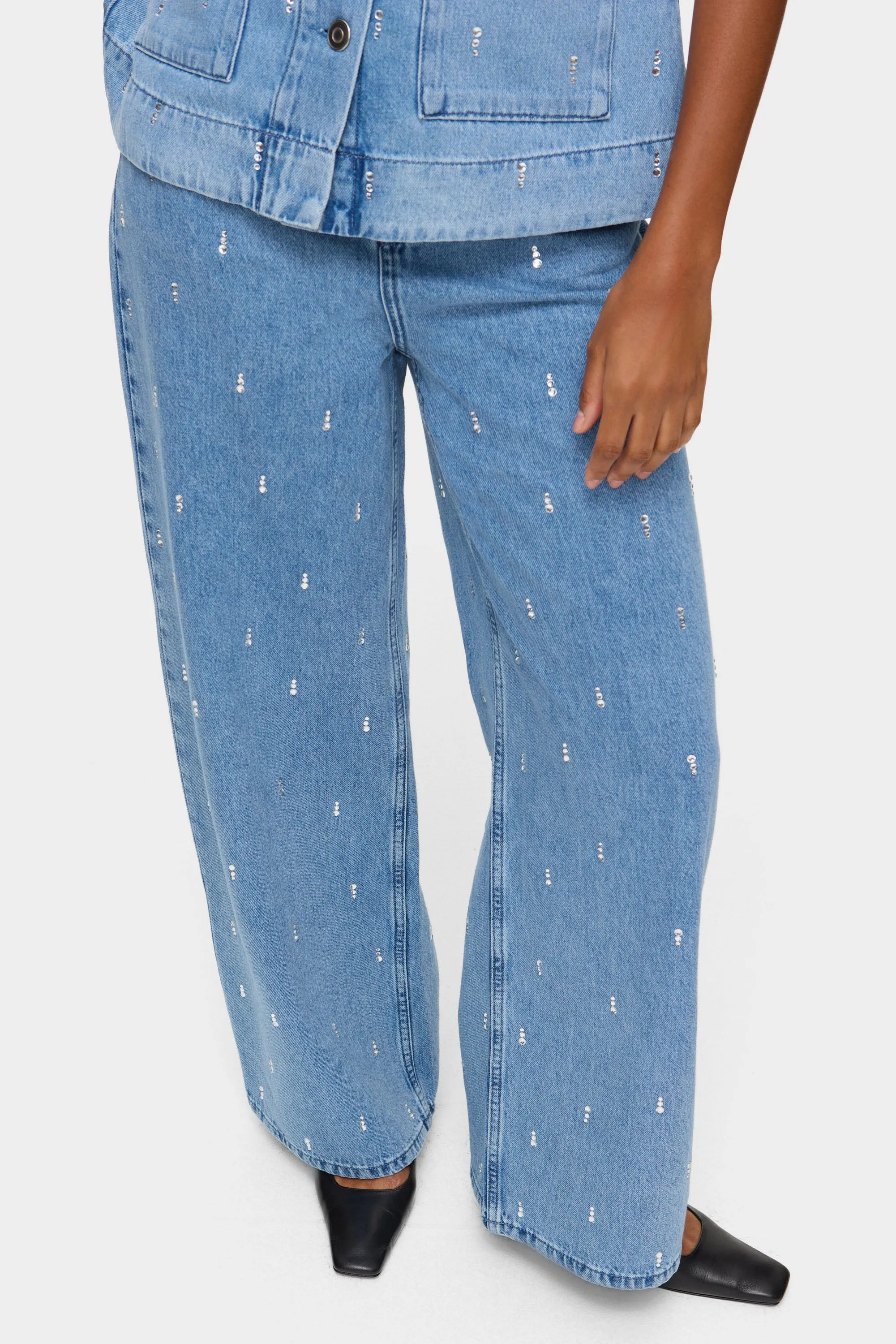 Pariah Diamante Straight Leg Jeans sold by Aligne