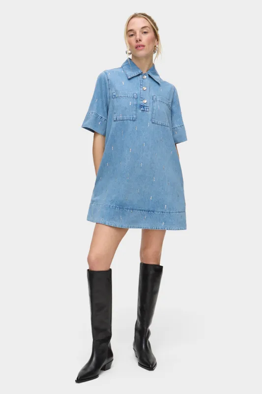 Grace Diamante Short Sleeve Denim Dress sold by Aligne