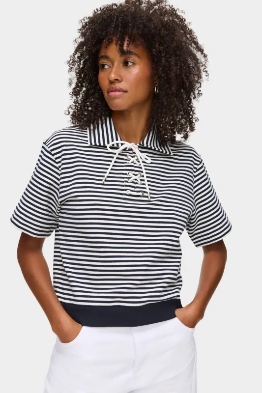 Arlo Lace-up Striped Top sold by Aligne