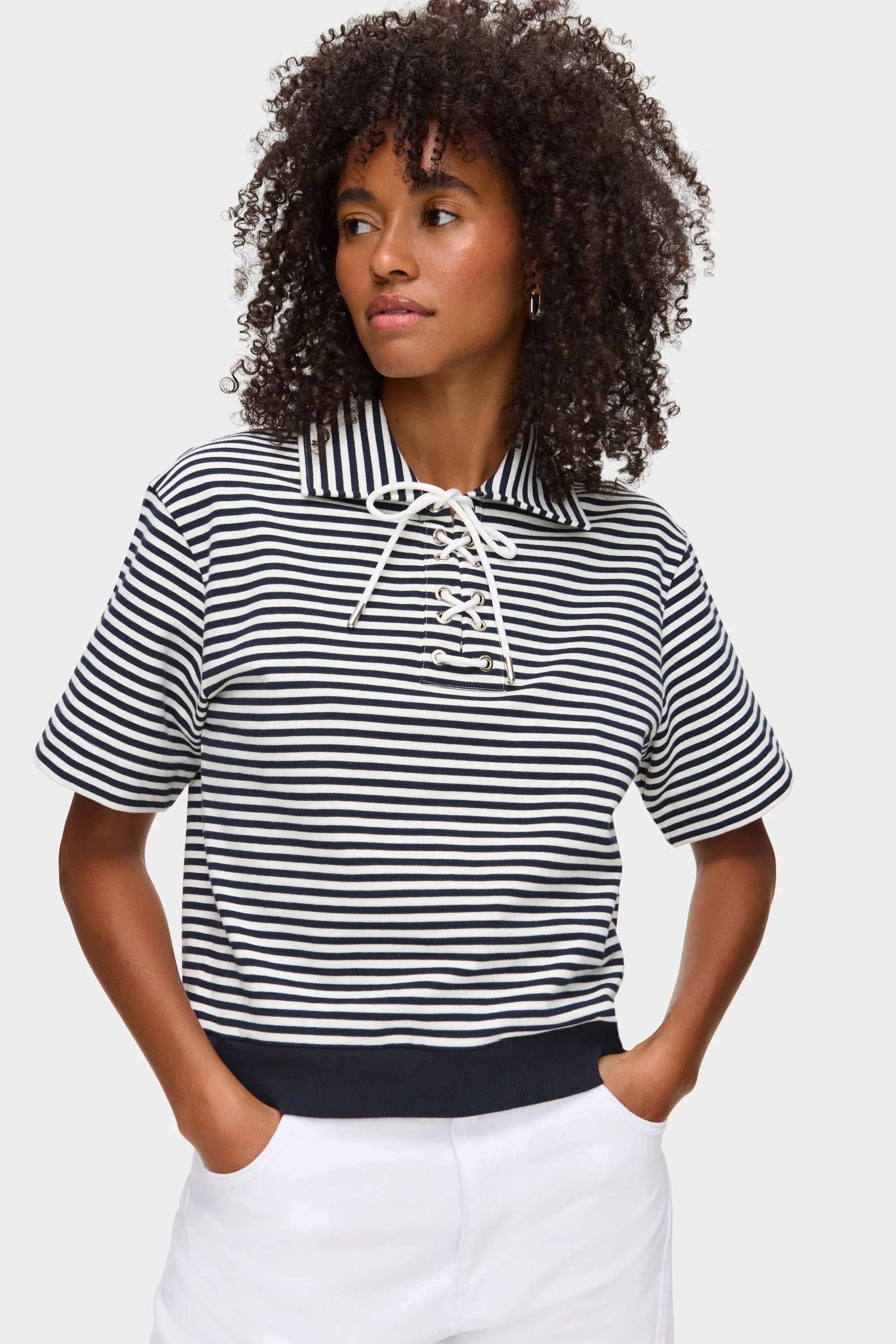 Arlo Lace-up Striped Top sold by Aligne