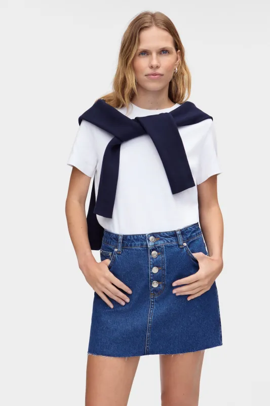 Corrie Denim Mini Skirt sold by Aligne