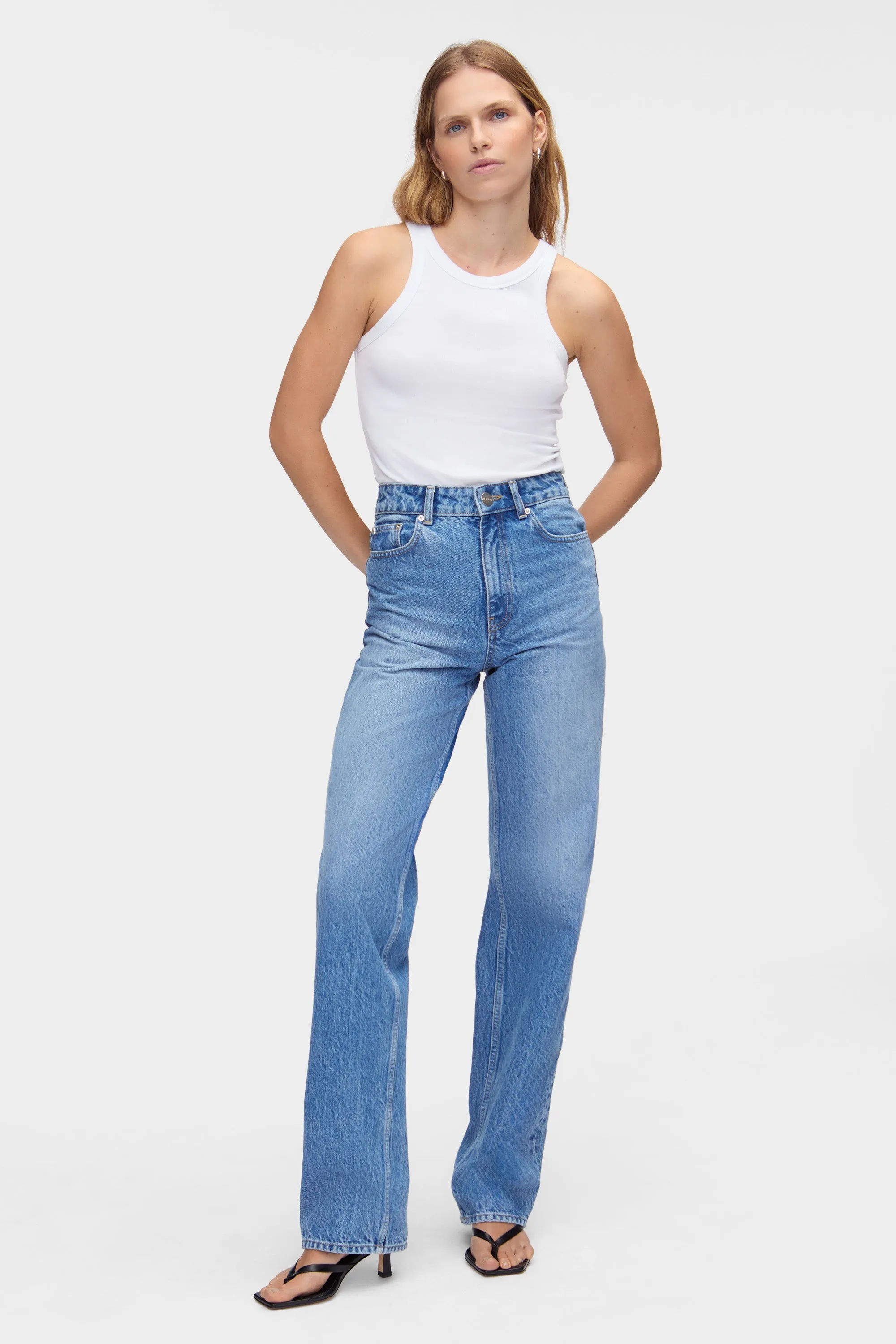 High Rise Straight Leg Jeans sold by Aligne
