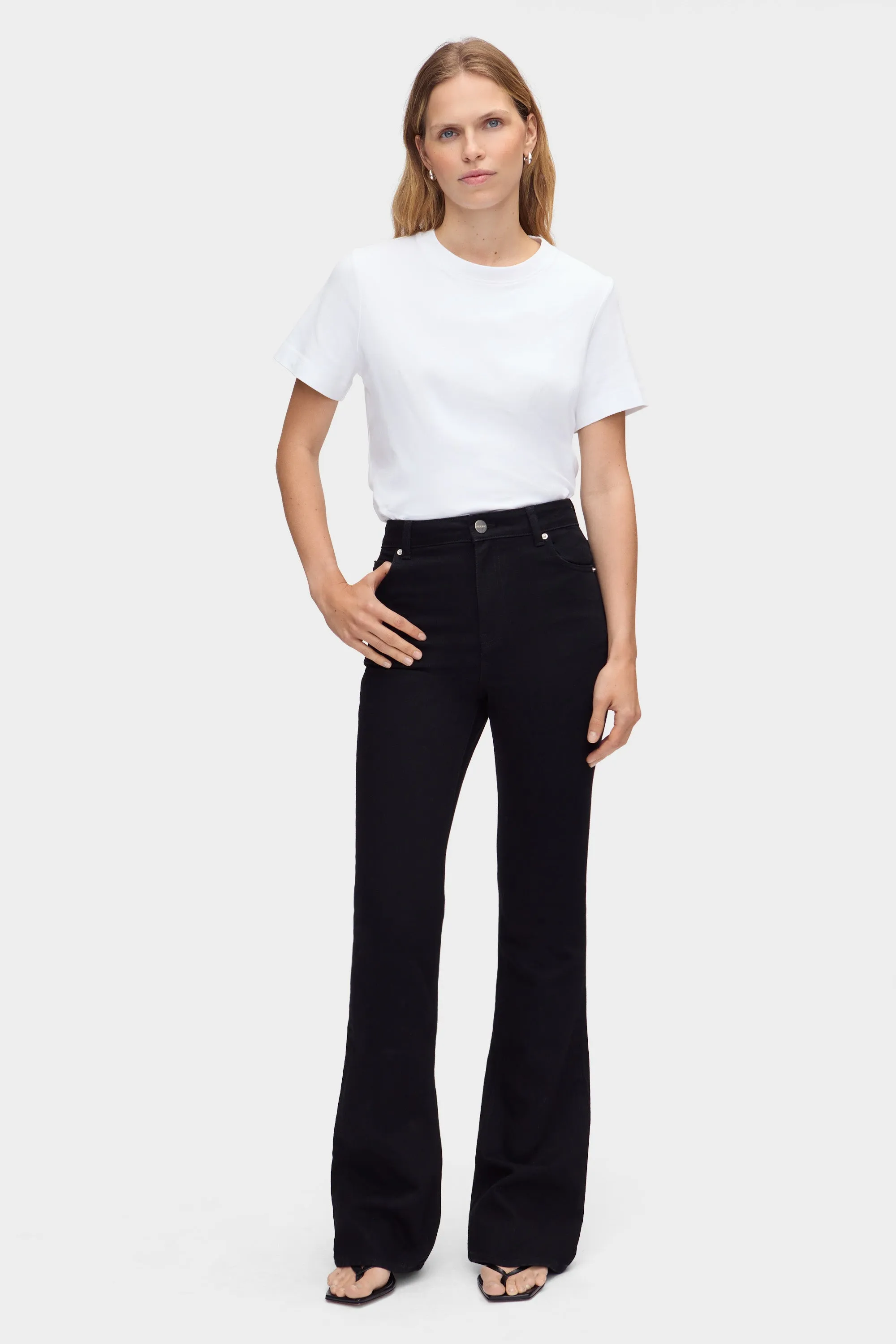 Mid Rise Slim Flare Jeans sold by Aligne