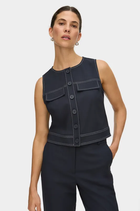 Summer Utility Linen Top sold by Aligne