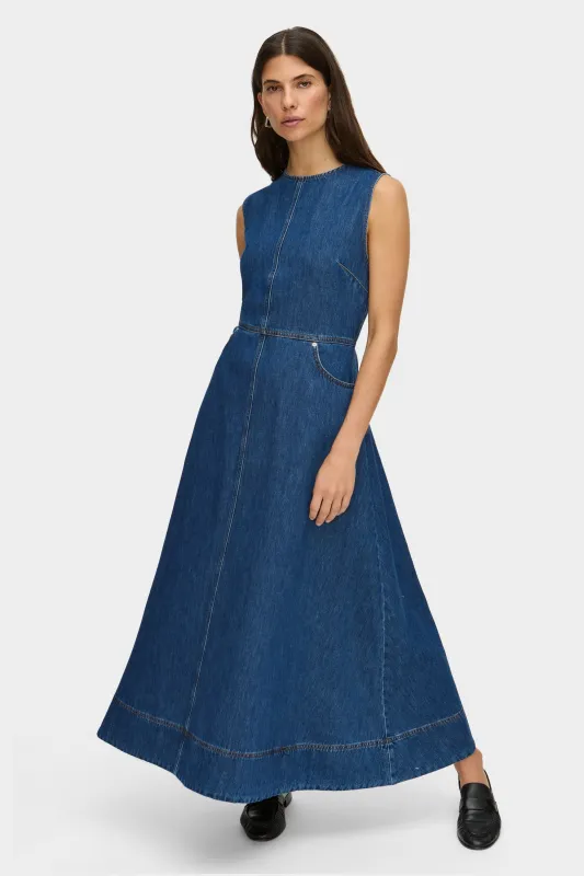 Waterlilly Denim Maxi Dress sold by Aligne