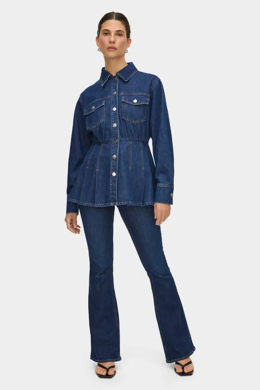 Hana Peplum Denim Shirt sold by Aligne