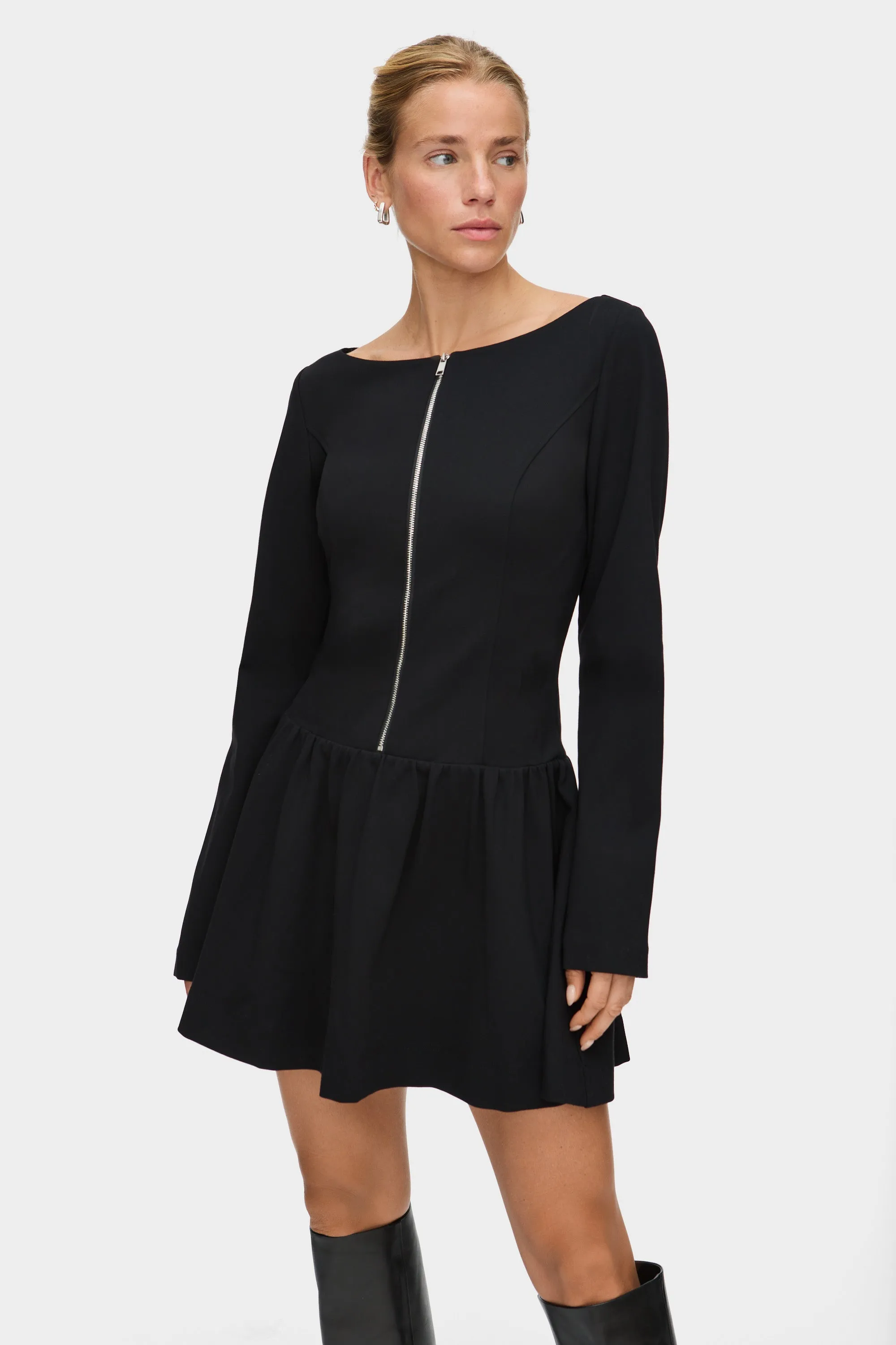 Angelica Peplum Ponte Mini Dress sold by Aligne