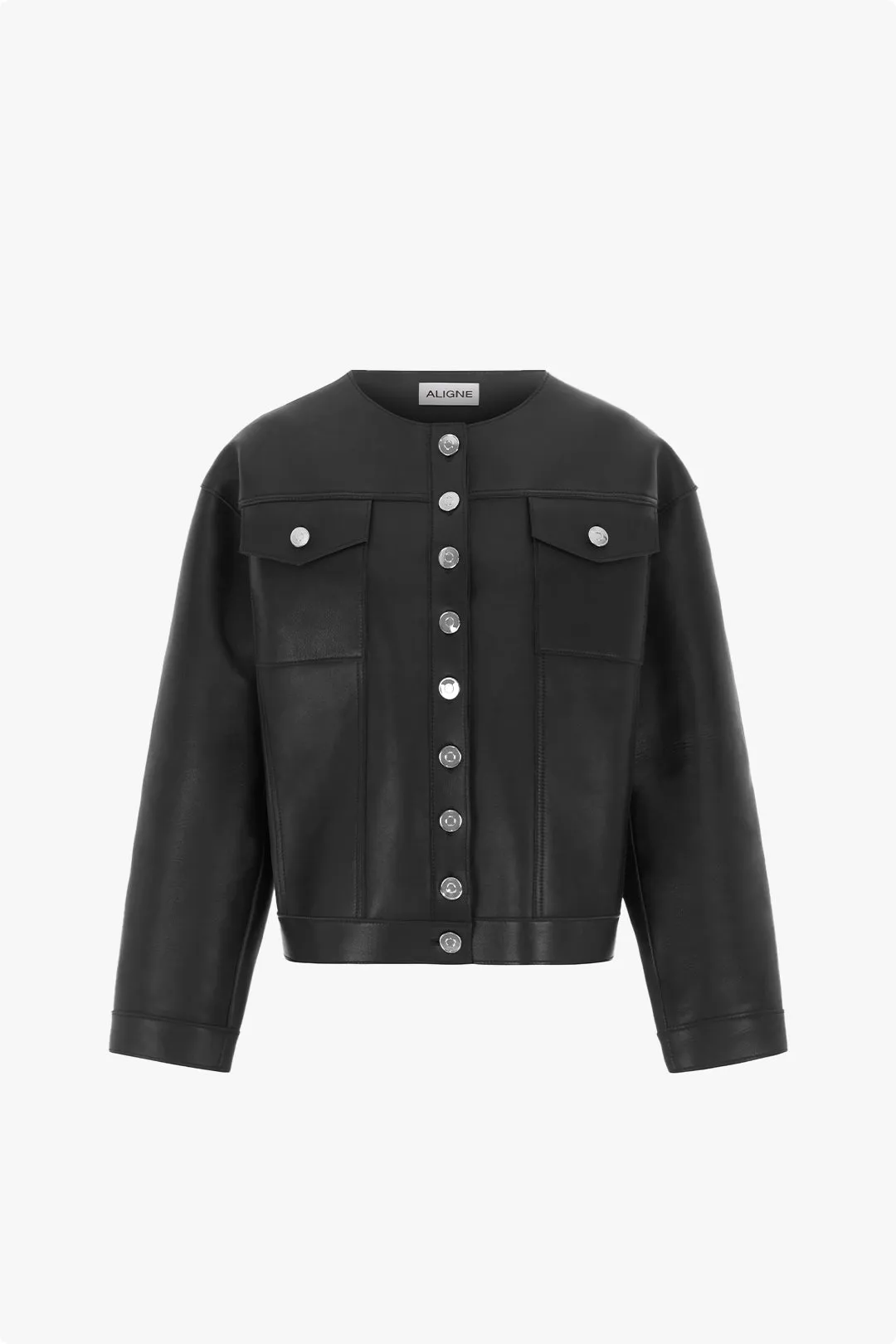 Moto Collarless Leather Jacket sold by Aligne product image thumbnail 5