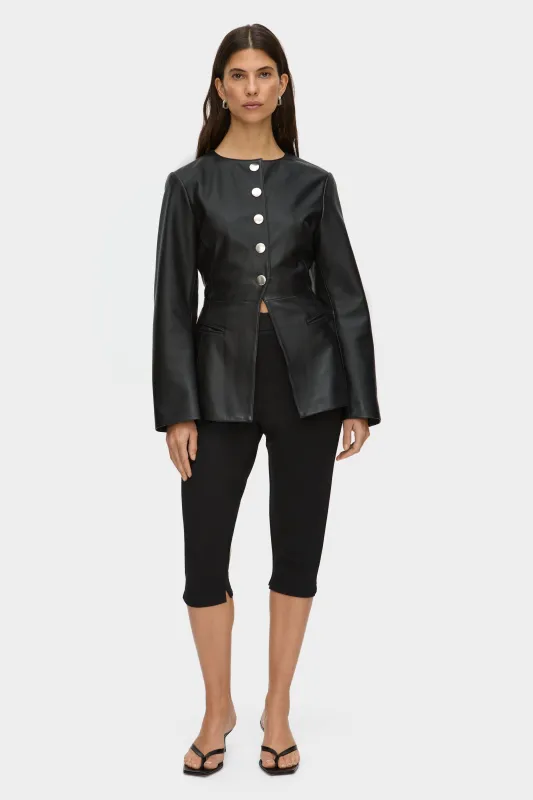 Daphne Waisted Leather Blazer made by Aligne