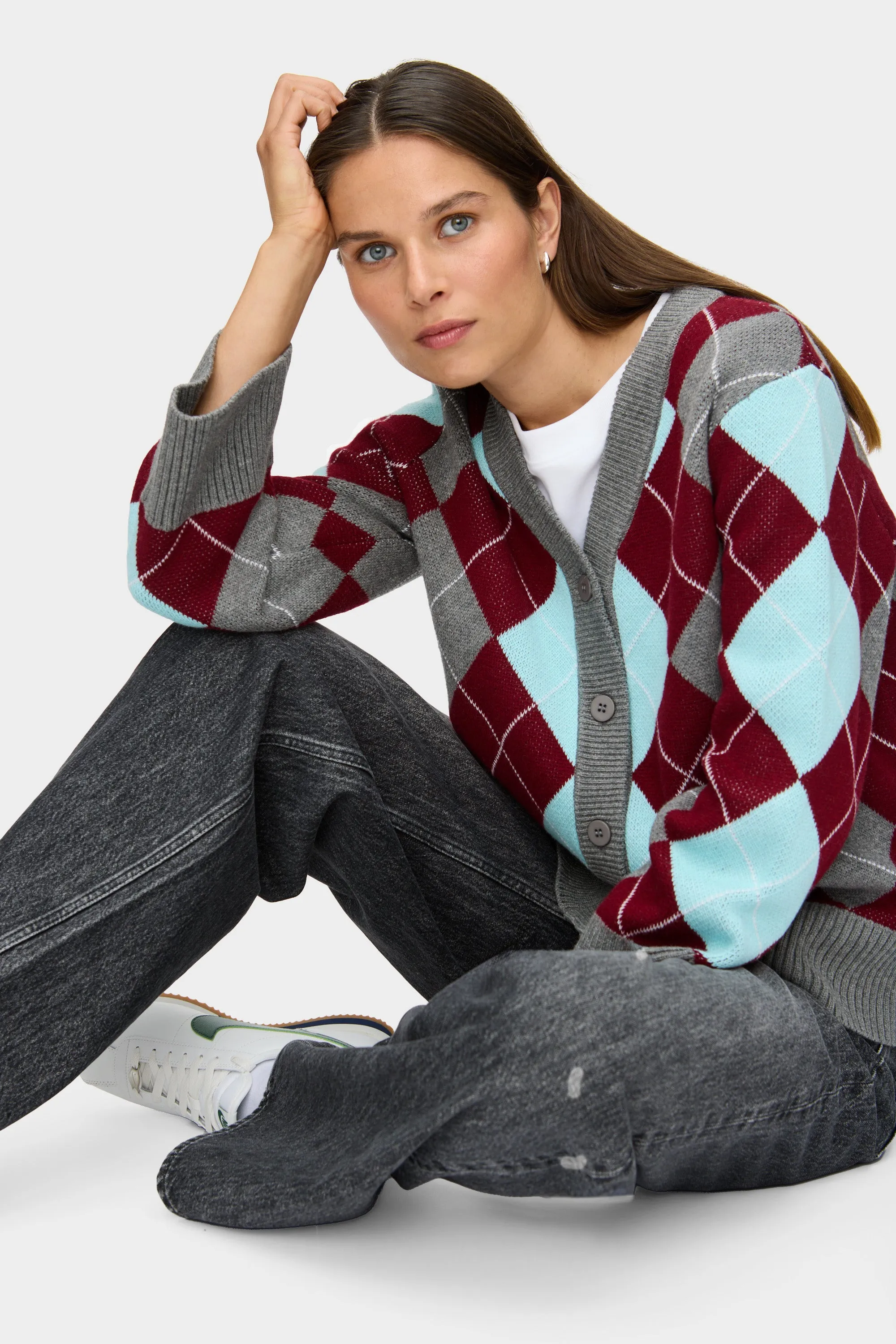 LB Renee Merino Argyle Cardigan sold by Aligne