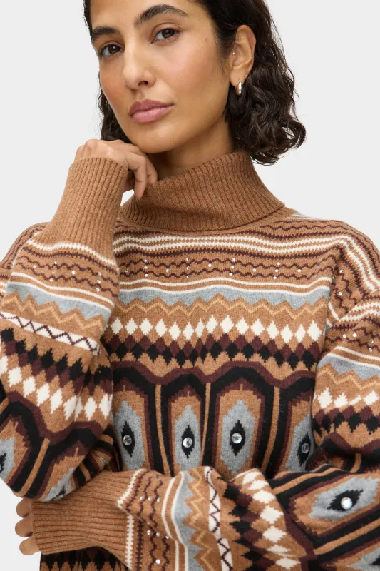 Christine Fair Isle Roll Neck Jumper sold by Aligne