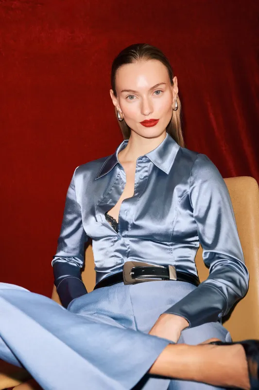 Janis Silk Satin Shirt sold by Aligne