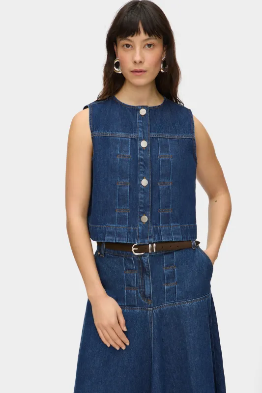Bobbie Denim Sleeveless Top sold by Aligne
