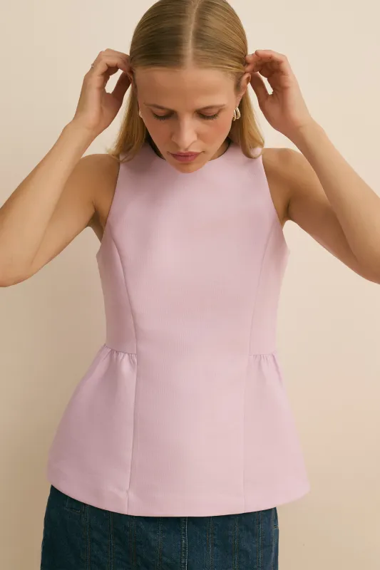 Solstice Peplum Satin Top sold by Aligne