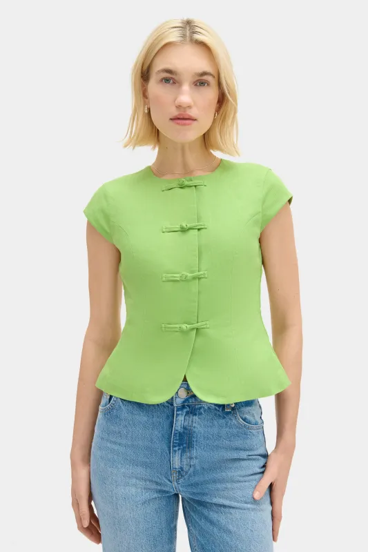 Connie Round Neck Linen Top made by Aligne
