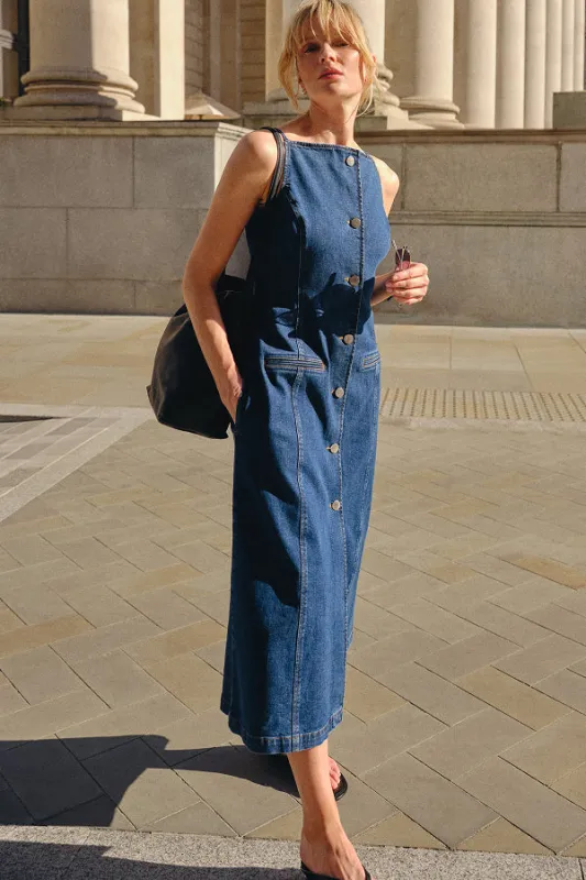Santiago Denim Midi Dress made by Aligne