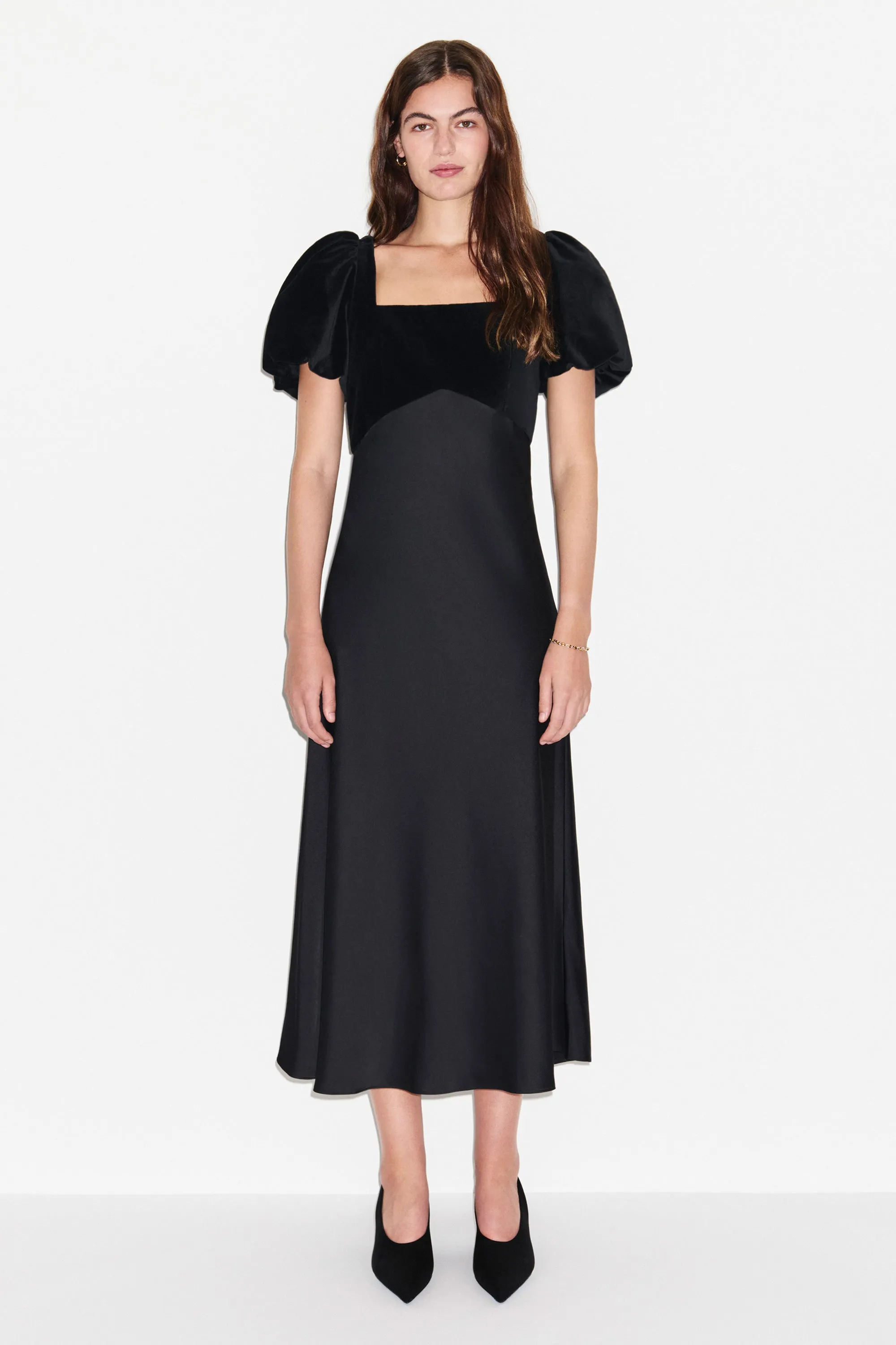 Hetty Velvet Satin Mix Midi Dress sold by Aligne