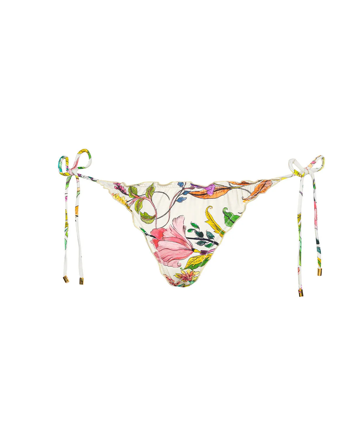 Wild Bloom Embroidered Lettuce Edge Tie Side Bottom sold by PQ Swim product image thumbnail 2